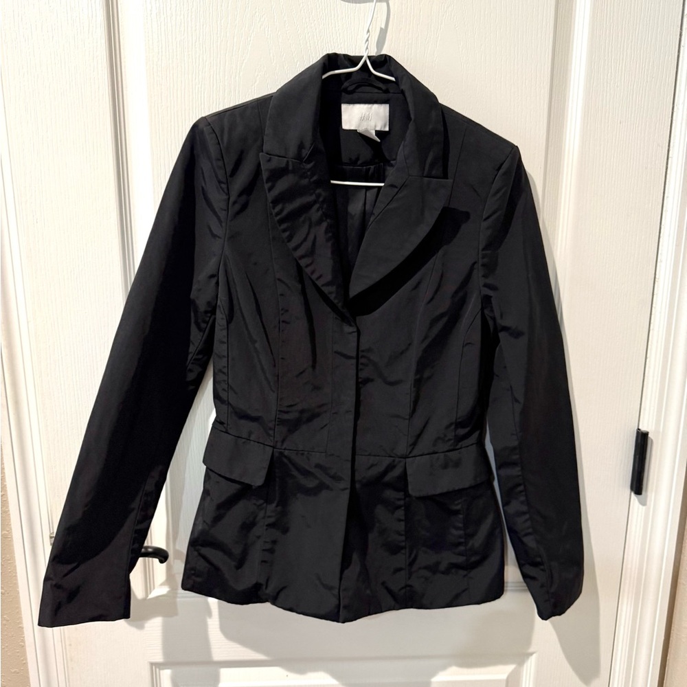 H&M Black Tailored Peplum Blazer Jacket Sz 8